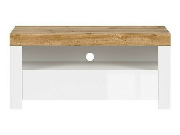 TV-omarica Sonsoru 107 (Bela + Sijaj bela + Wotan hrast)