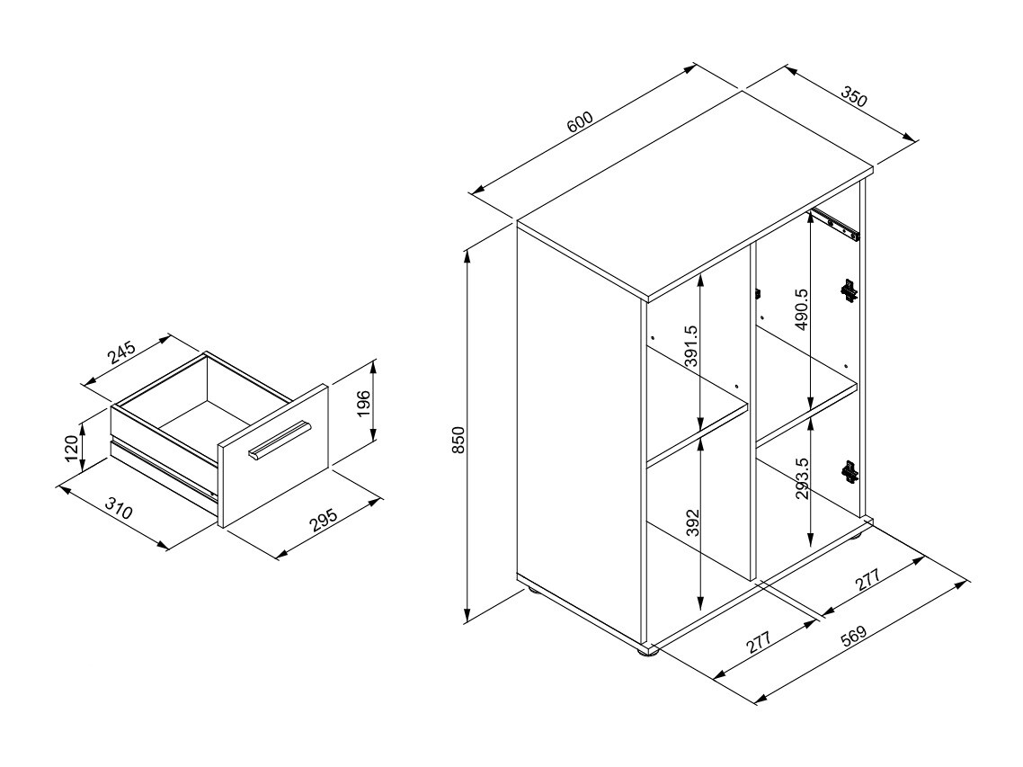 Komoda Findlay 101 (Divji hrast + Bela)