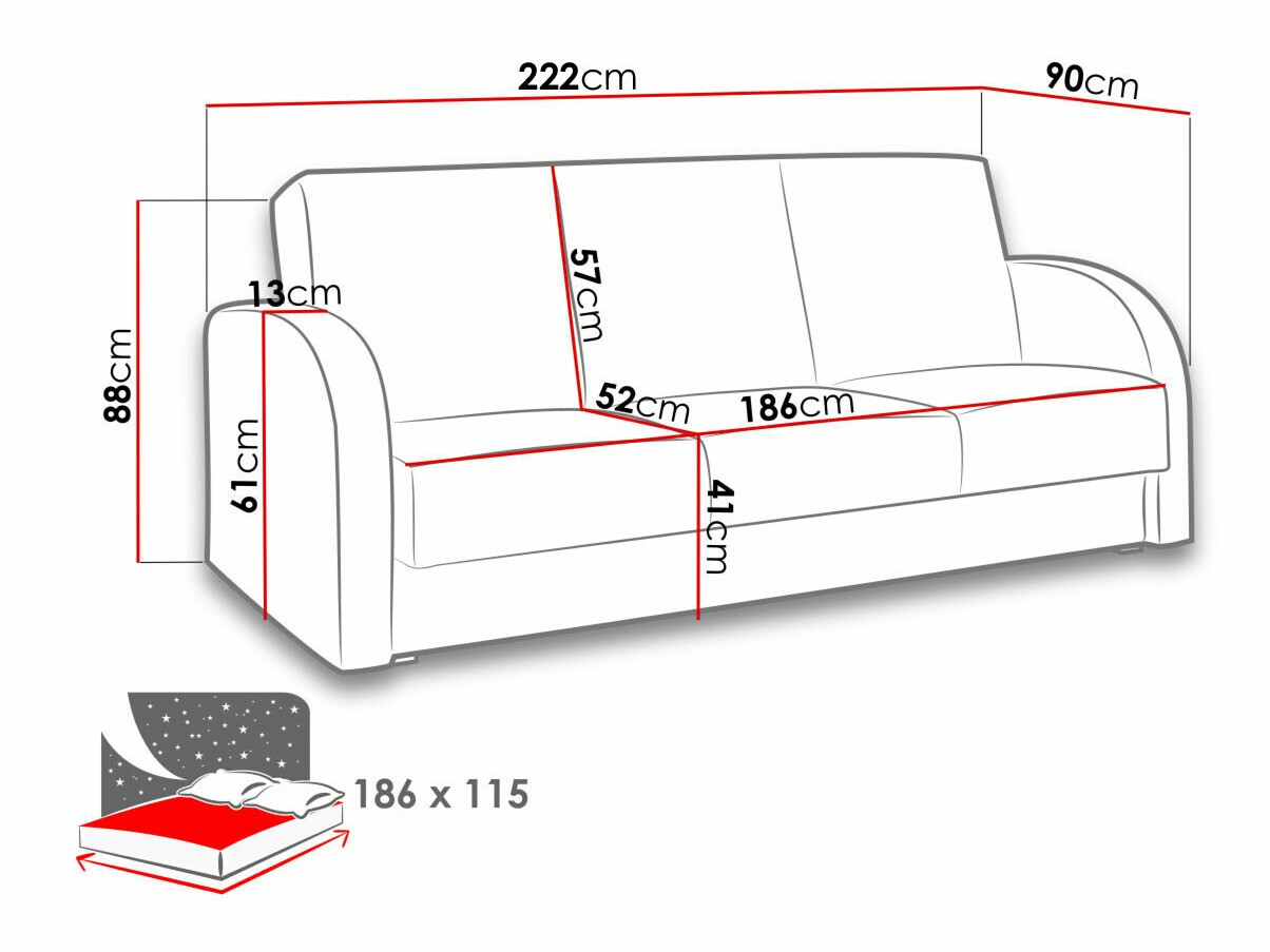 Raztegljiv kavč Providence 172 (Soft 020 + Lux 24)