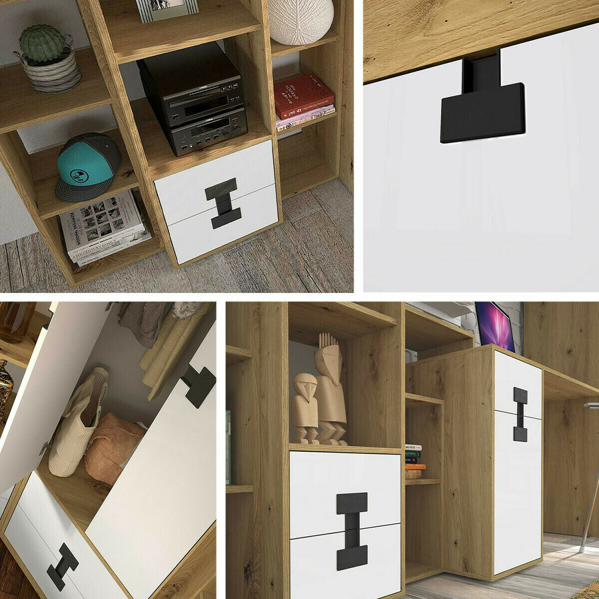 Pisalna miza Florevi 100 (Mat bela + Artisan hrast)