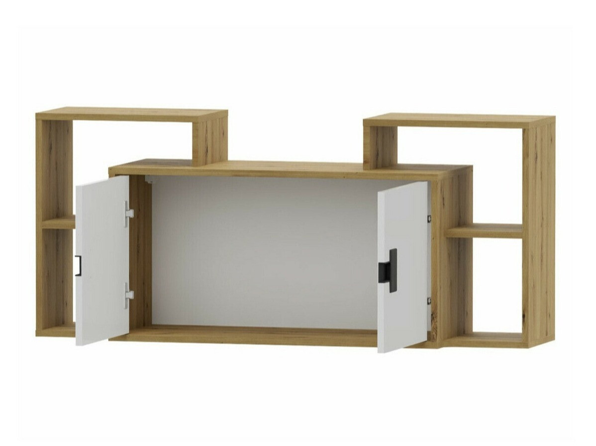 Stenska omarica Florevi 107 (Mat bela + Artisan hrast)