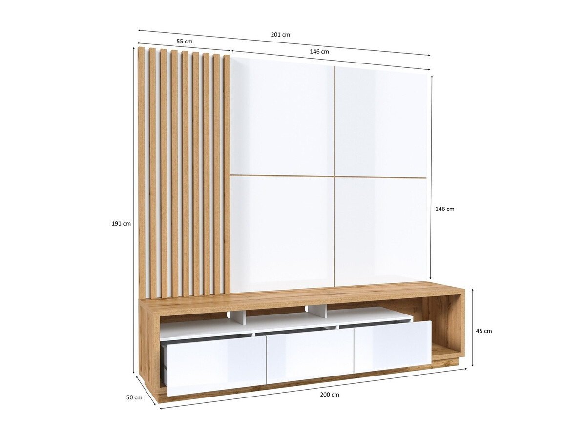 Komplet za dnevno sobo Austin 360 (Wotan hrast + Črna + Mat črna)