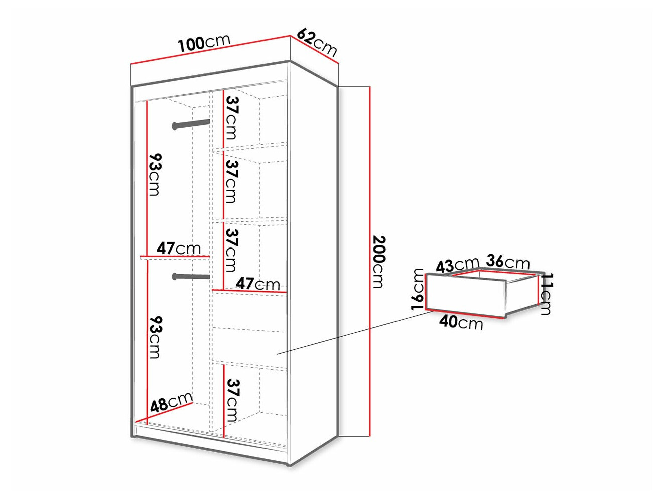 Garderobna omara Hartford 306 (Bela + Črna)