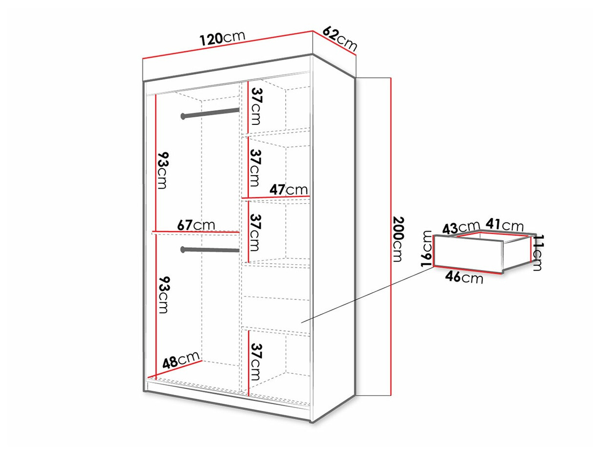 Garderobna omara Hartford 308 (Bela + Črna)