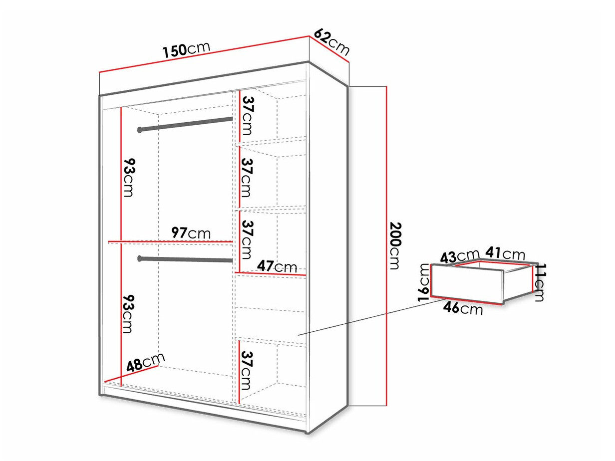 Garderobna omara Hartford 310 (Bela + Črna)