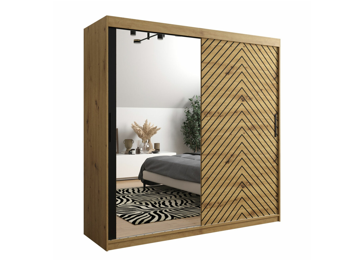 Garderobna omara Hartford 315 (Artisan hrast + Črna)