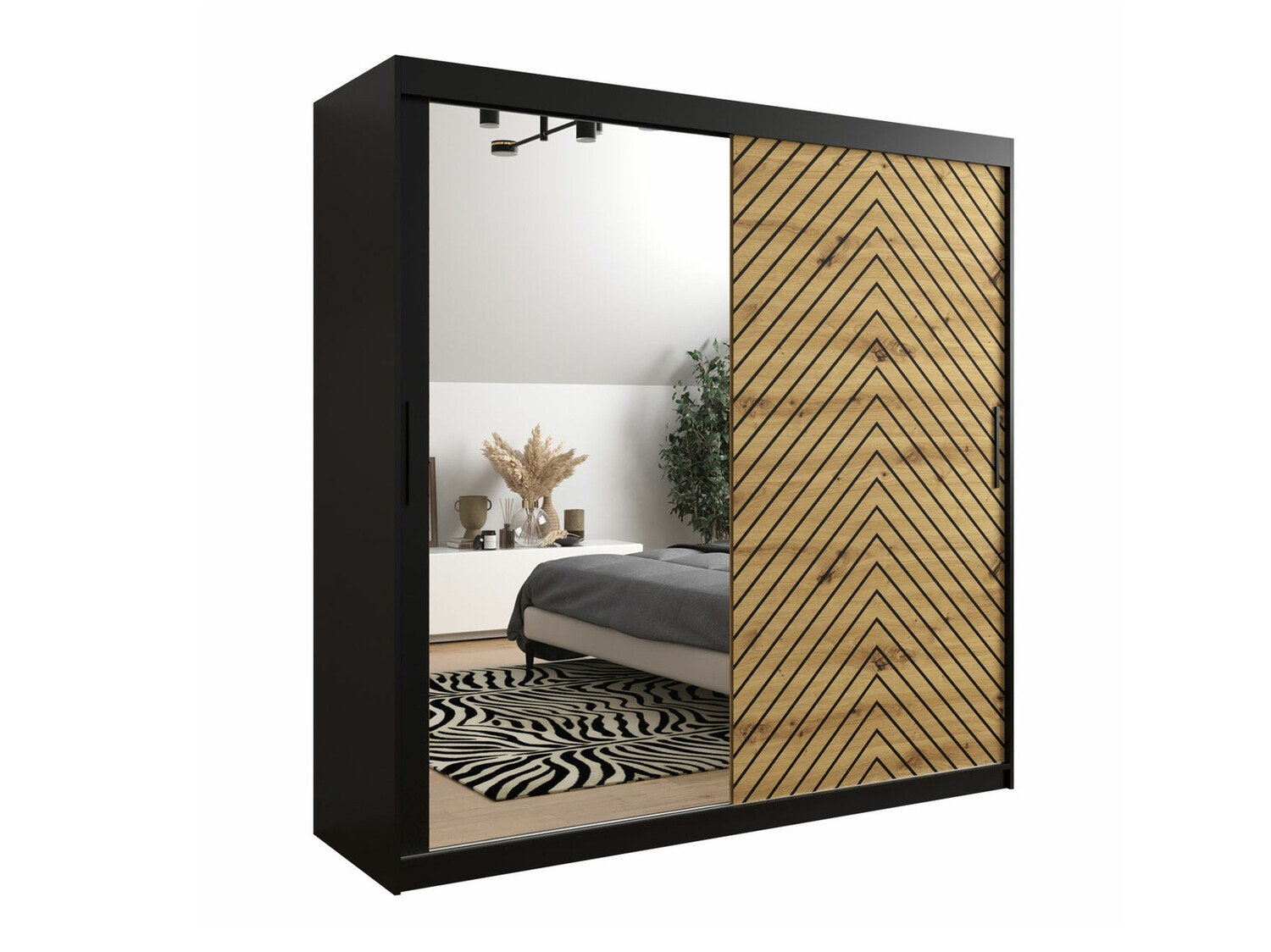 Garderobna omara Hartford 315 (Črna + Artisan hrast)