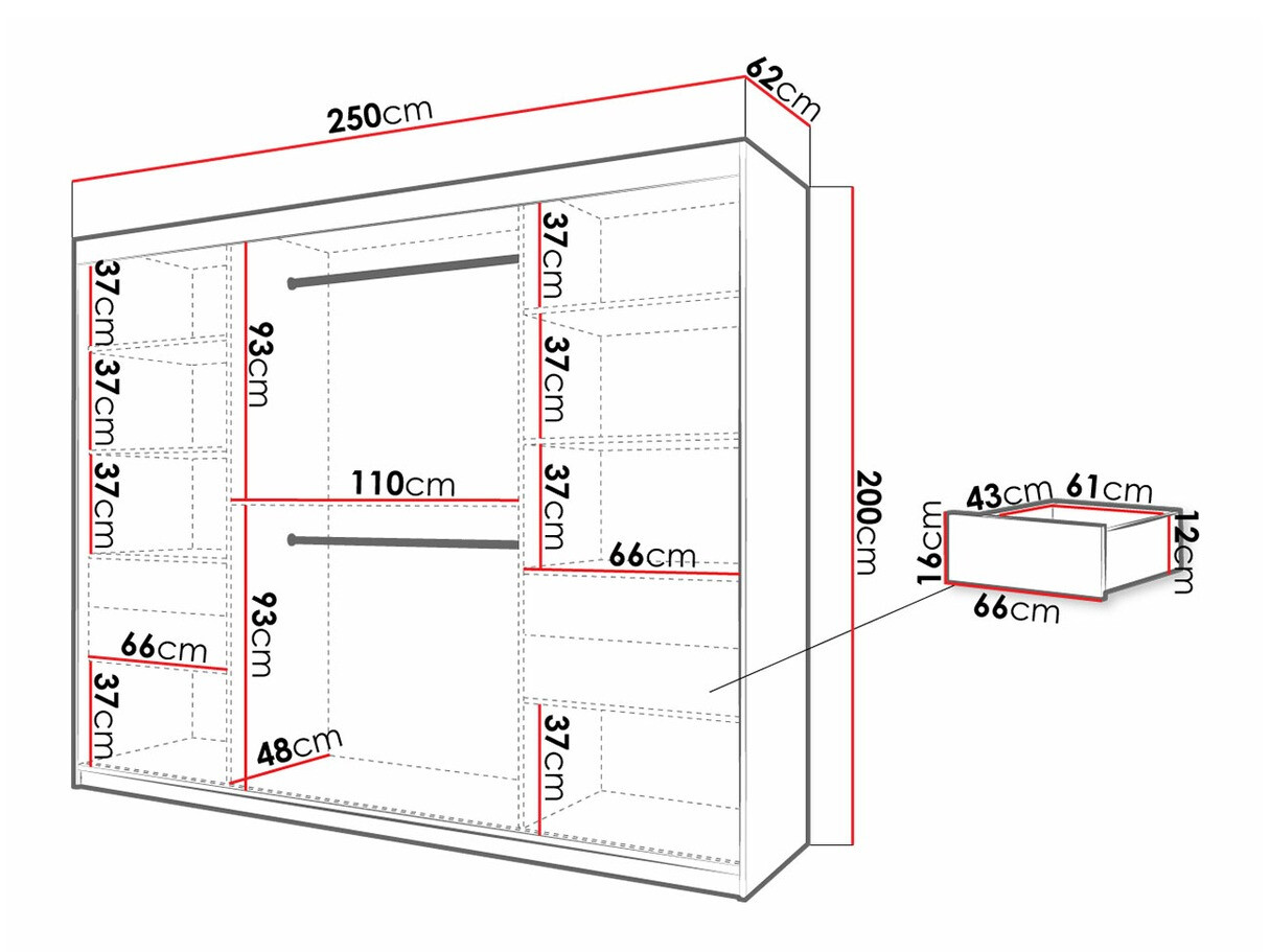 Garderobna omara Hartford 316 (Bela + Črna)