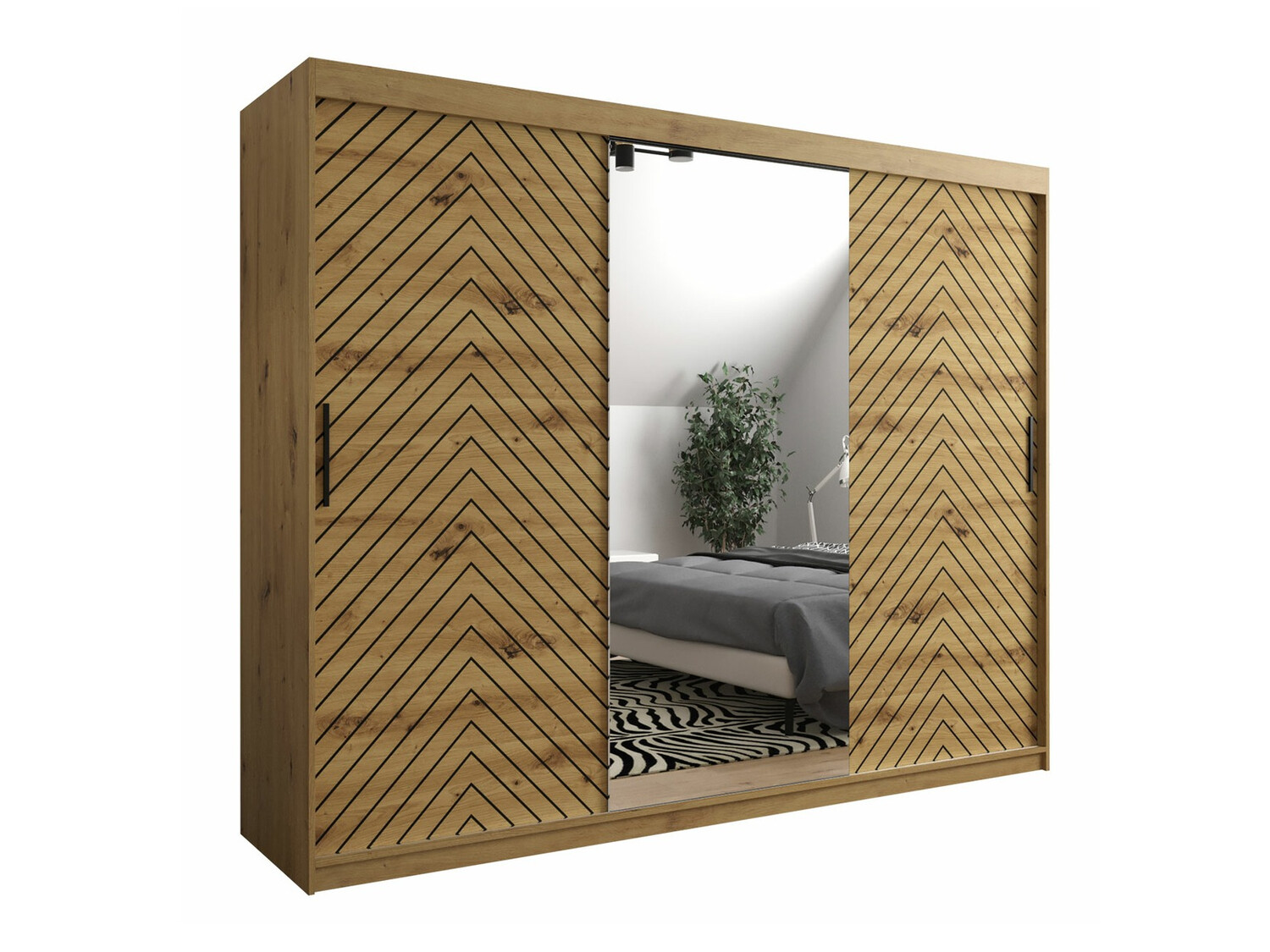 Garderobna omara Hartford 317 (Artisan hrast + Črna)