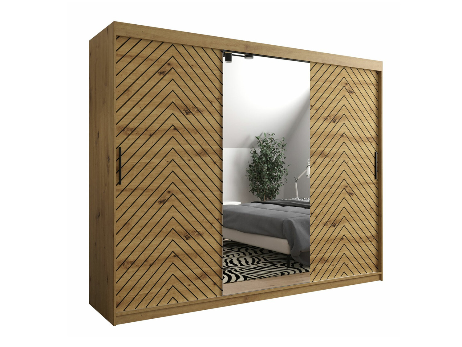 Garderobna omara Hartford 317 (Artisan hrast + Črna)