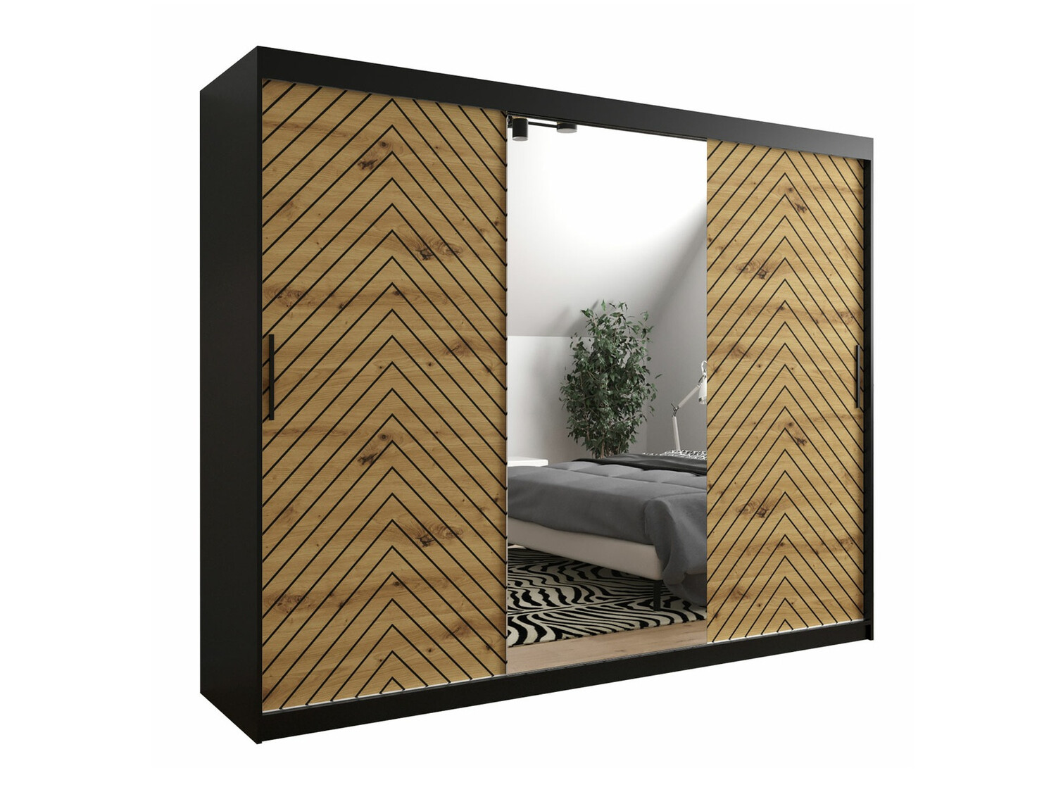 Garderobna omara Hartford 317 (Črna + Artisan hrast)