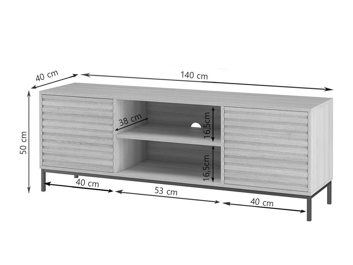 TV-omarica Denton 844 (Črna + Hrast)