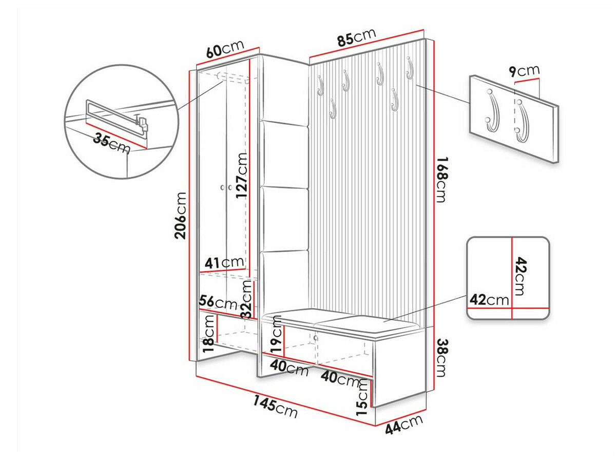 Komplet za predsobo Hartford 320 (Artisan hrast + Manila 18)