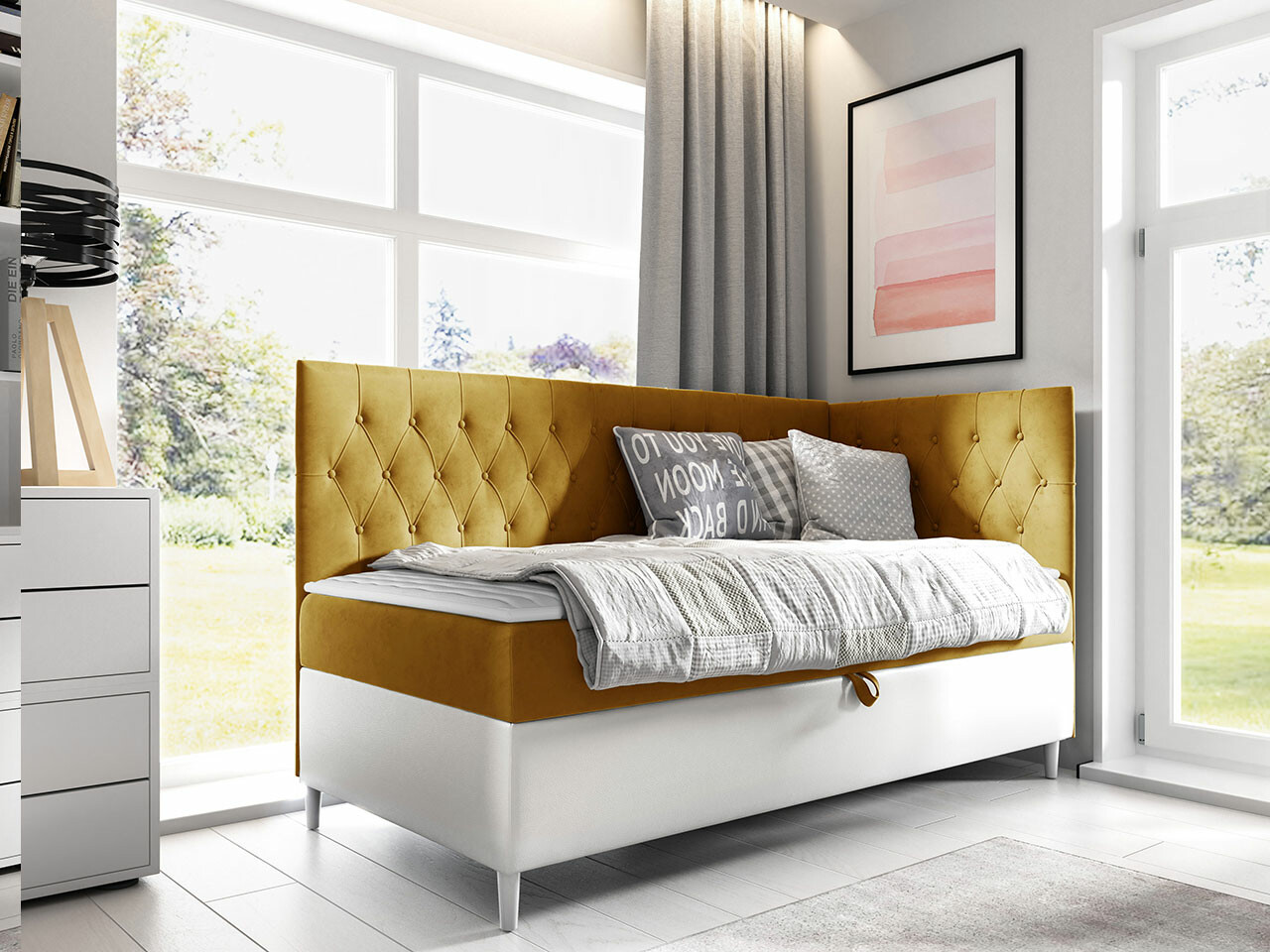 Boxspring postelja Lucus III (Soft 017 + Fresh 37)