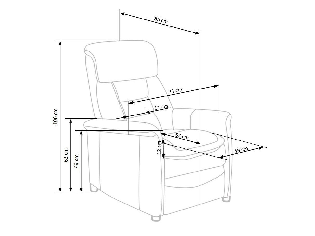 Fotelj s počivalnikom Houston 1030 (Siva)