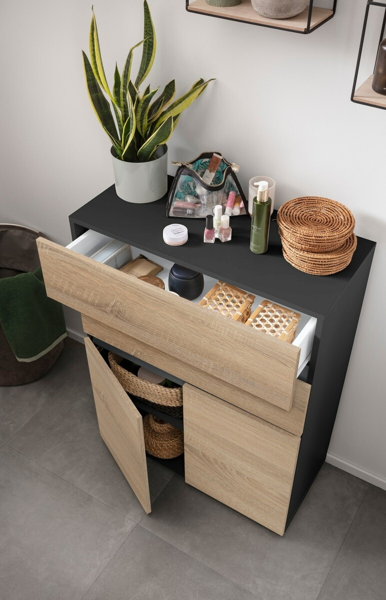 Prostostoječa Kopalniška omarica Soncamu 101 (Antracit + Hrast)