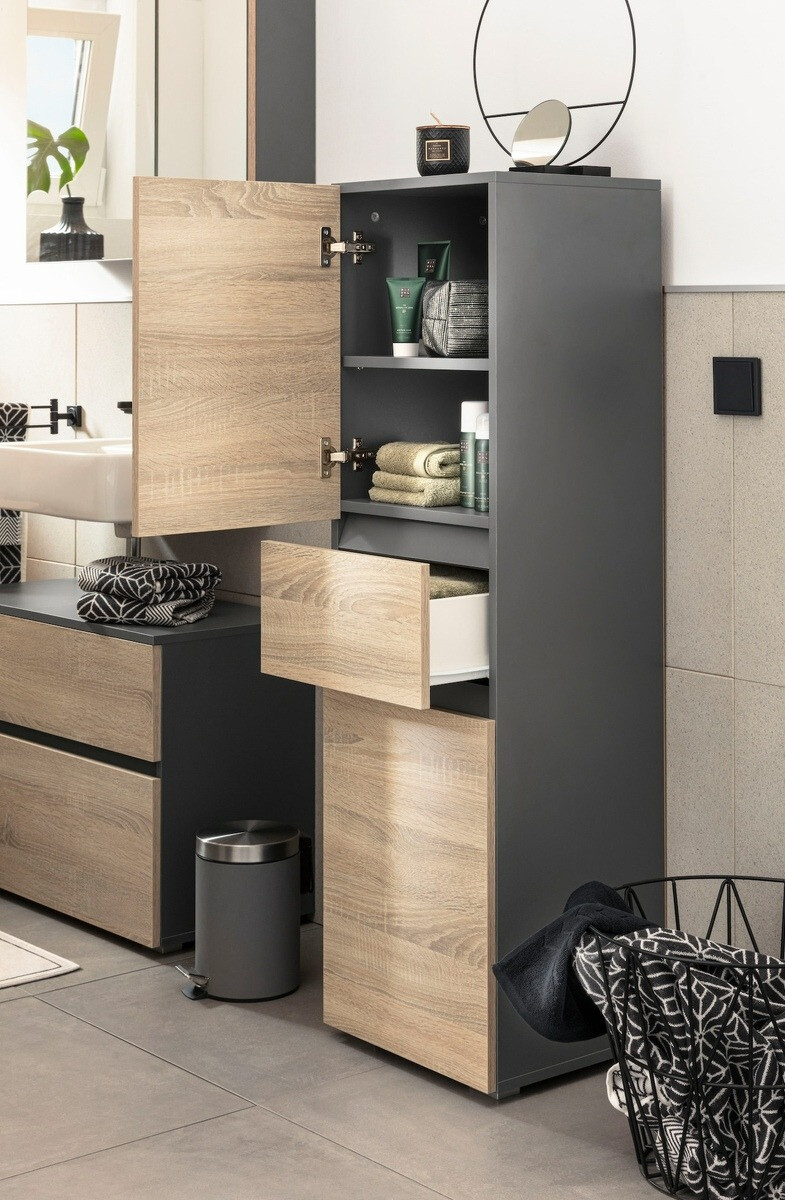 Prostostoječa Kopalniška omarica Soncamu 102 (Antracit + Hrast)