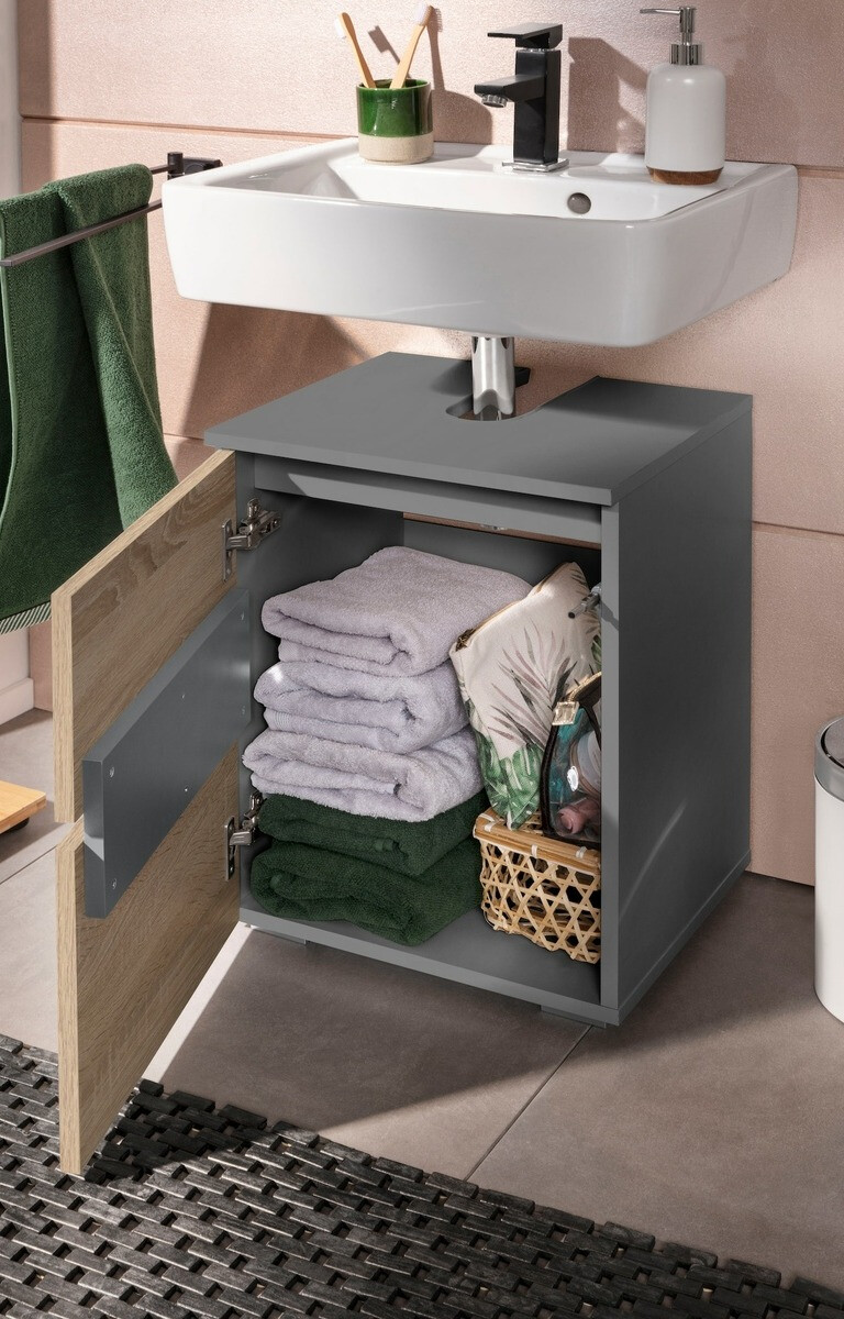 Prostostoječa kopalniška omarica za umivalnik Soncamu 103 (Antracit + Hrast)