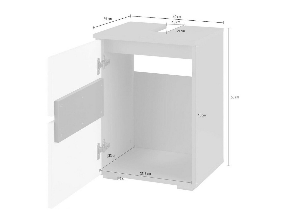 Prostostoječa kopalniška omarica za umivalnik Soncamu 103 (Bela + Antracit)