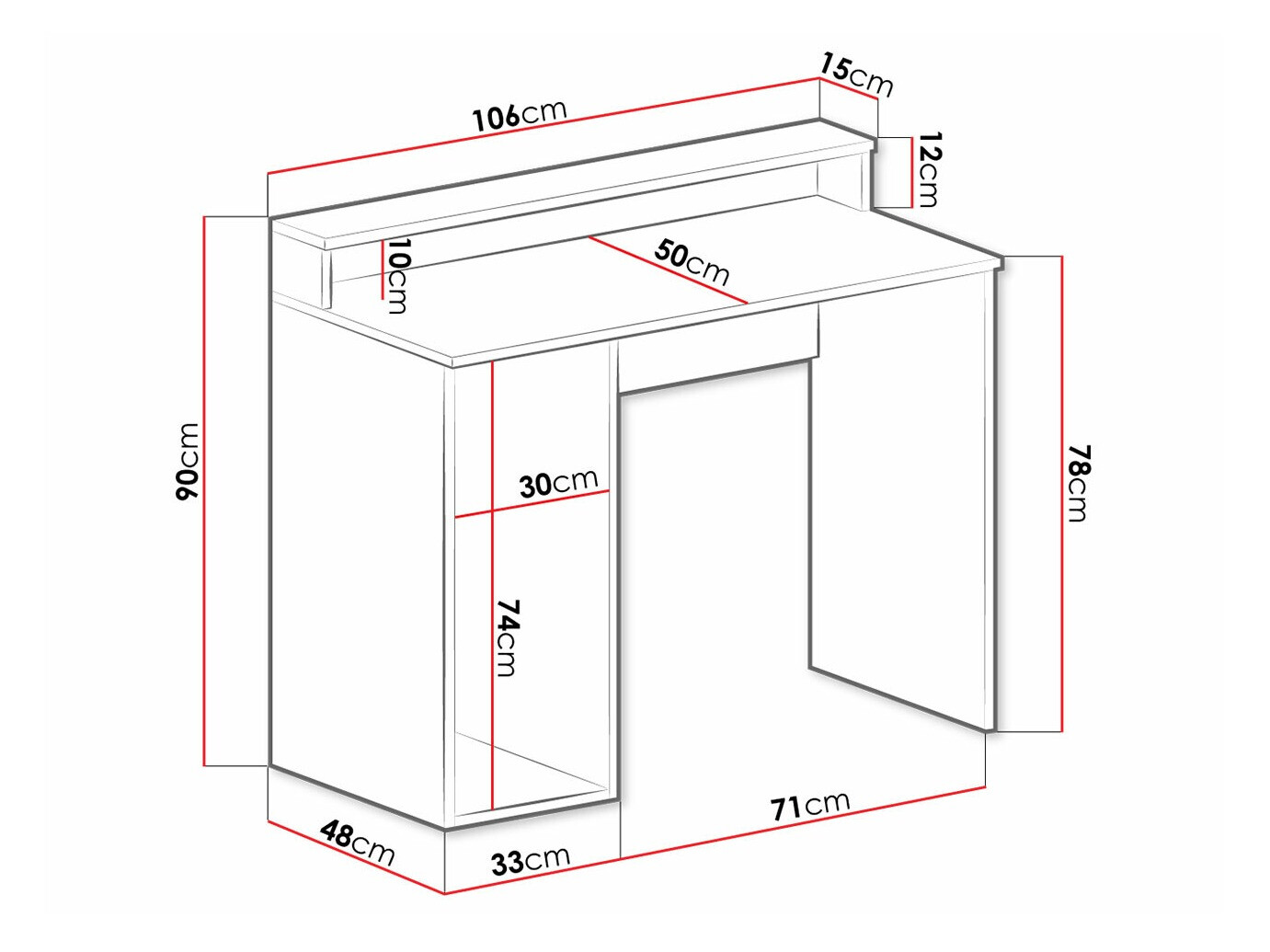 Gaming miza Hartford 324 (Bela)