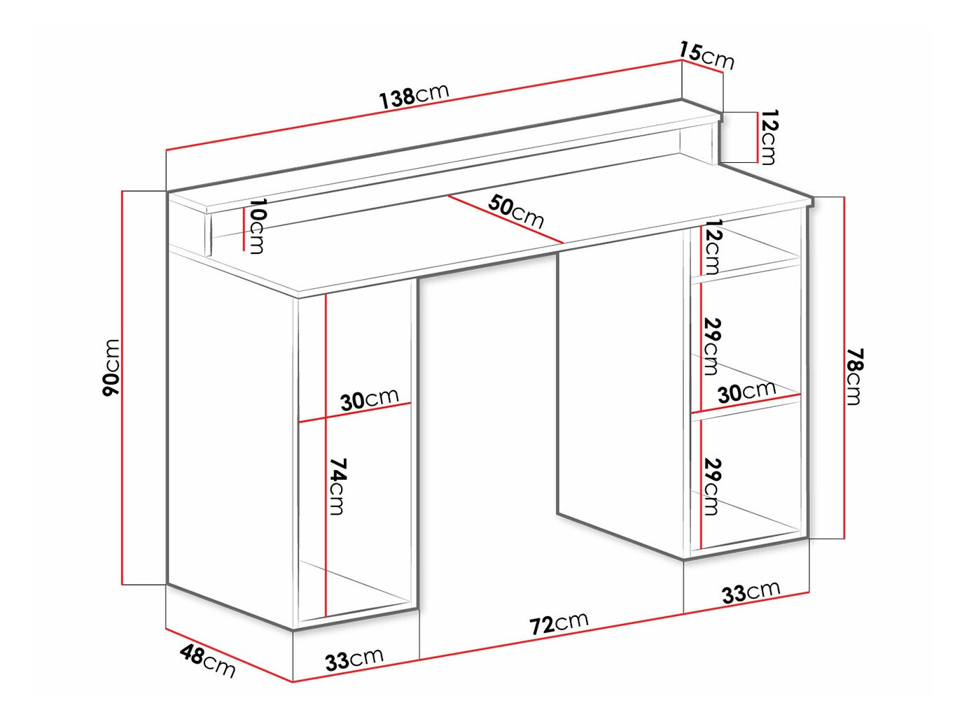 Gaming miza Lila (Bela)