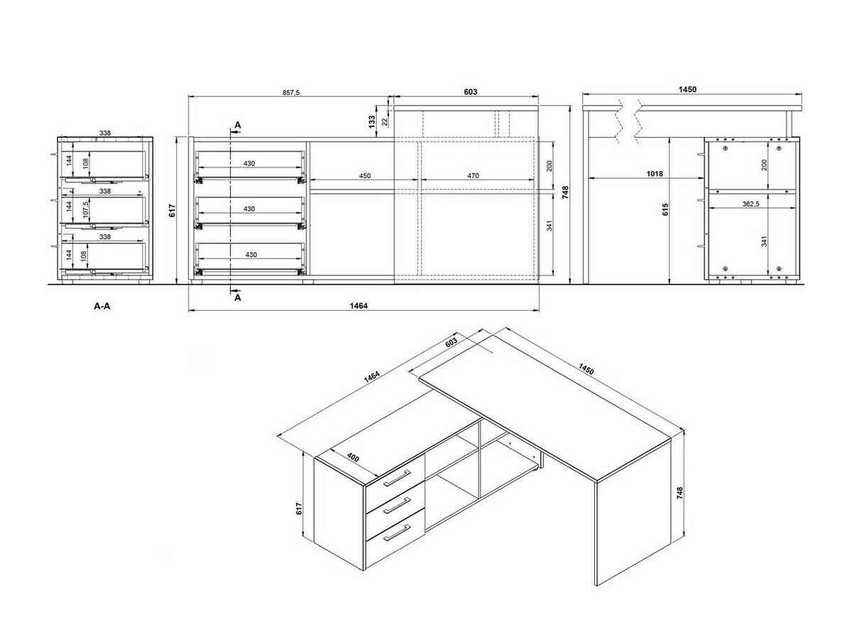 Kotna pisalna miza Fivcalu 101 (Navarra hrast + Grafit)