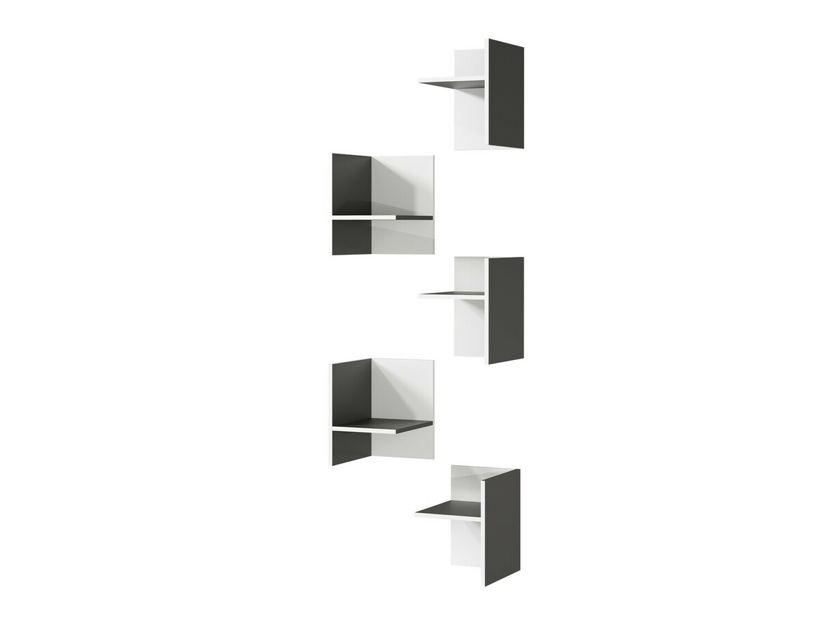 Komplet polic Fivcalu 106 (Bela + Grafit)