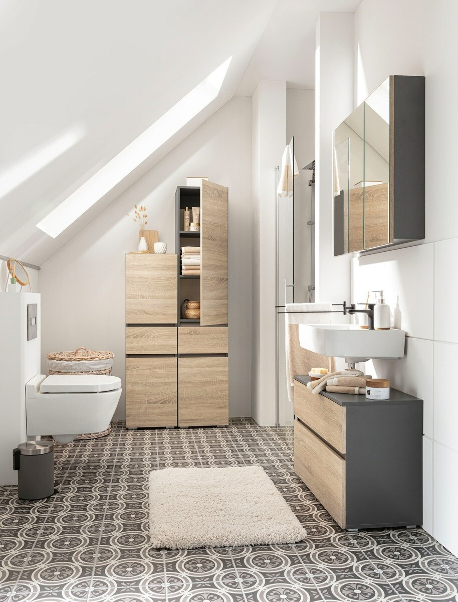 Prostostoječa Kopalniška omarica Soncamu 106 (Antracit + Hrast)