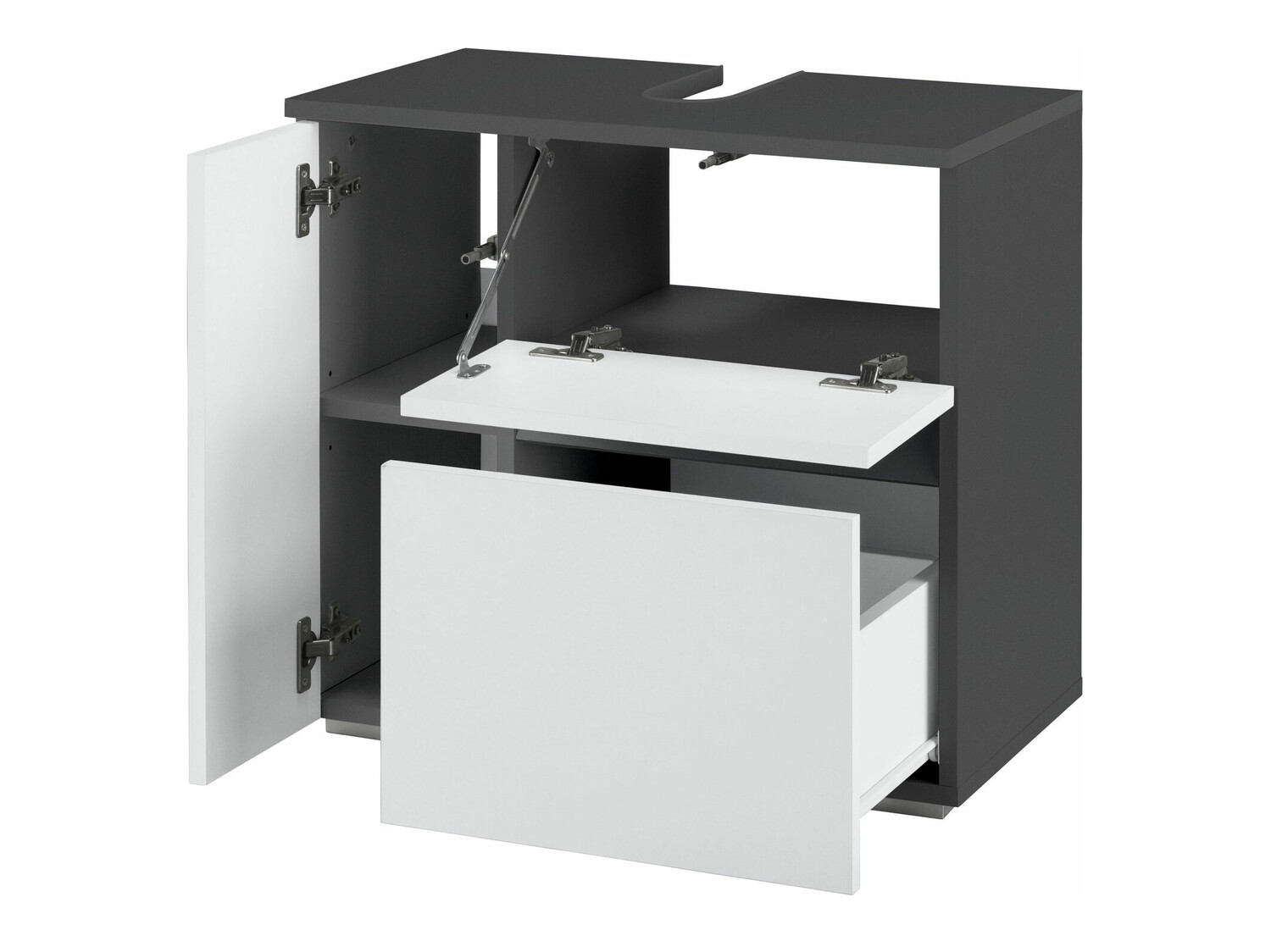 Prostostoječa kopalniška omarica za umivalnik Soncamu 108 (Bela + Antracit)