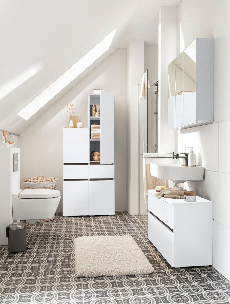 Prostostoječa kopalniška omarica za umivalnik Soncamu 109 (Bela)