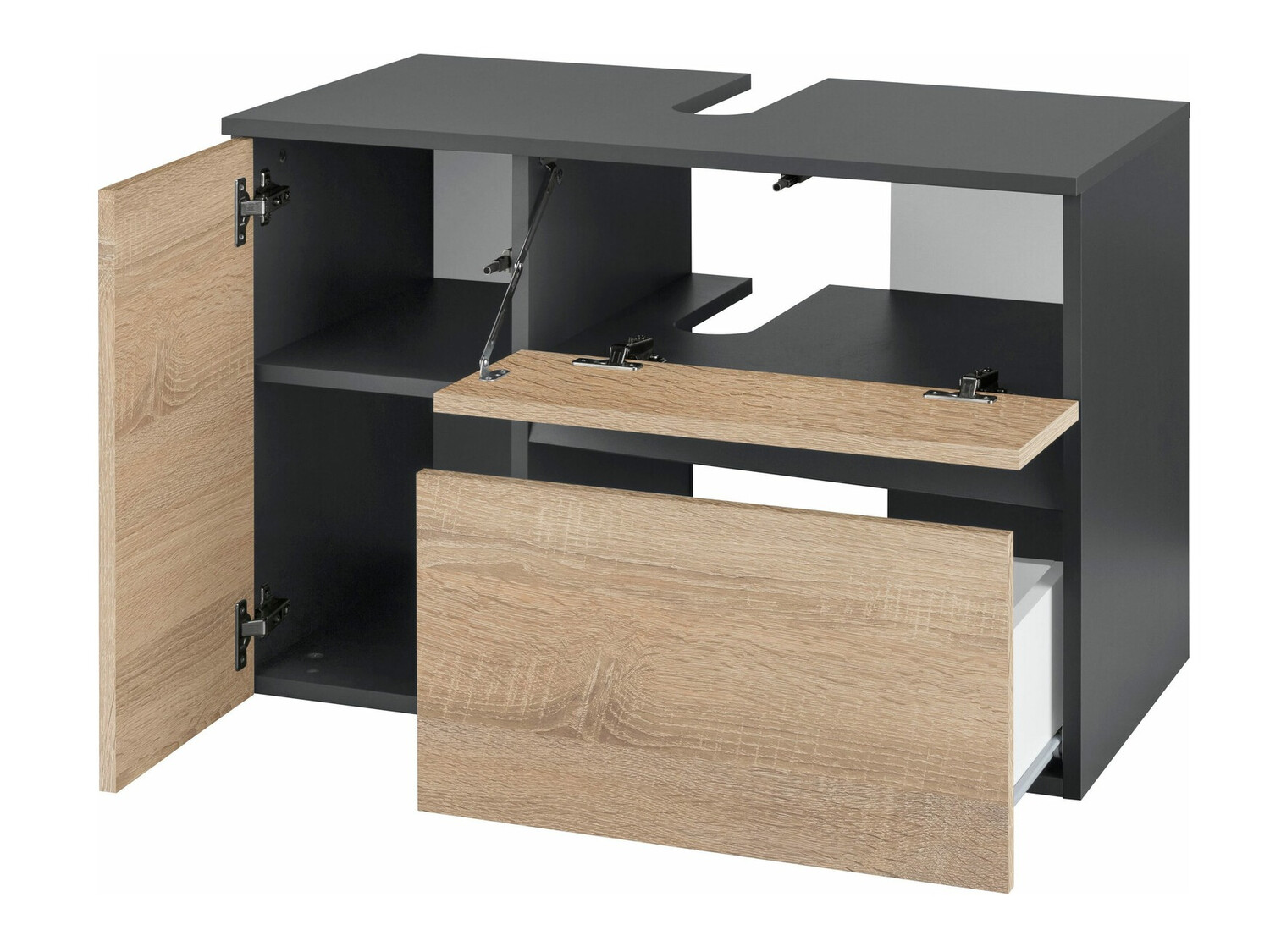 Viseča kopalniška omarica za umivalnik Soncamu 107 (Antracit + Hrast)