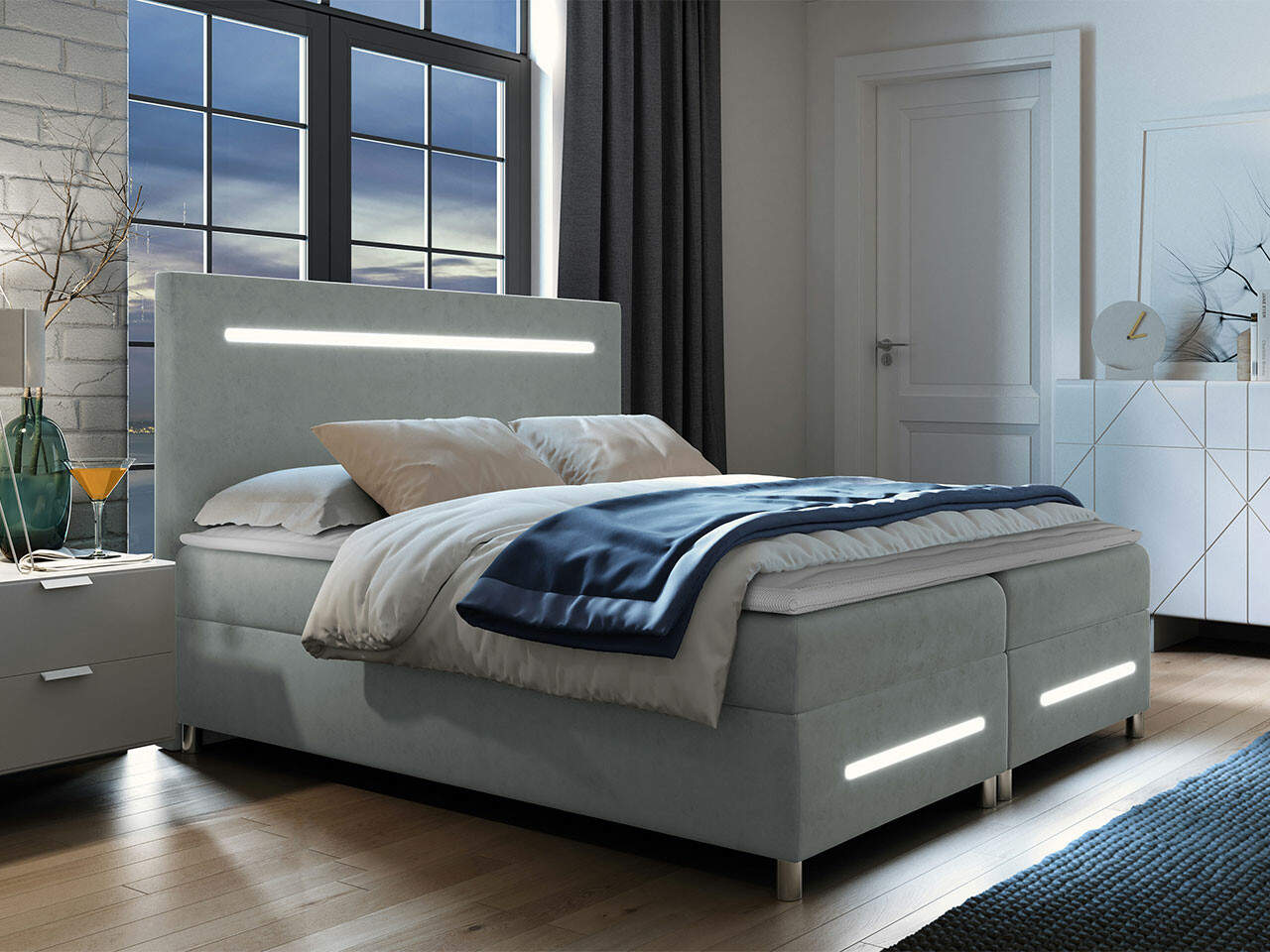 Boxspring postelja Baltimore 174 (Fresh 33)