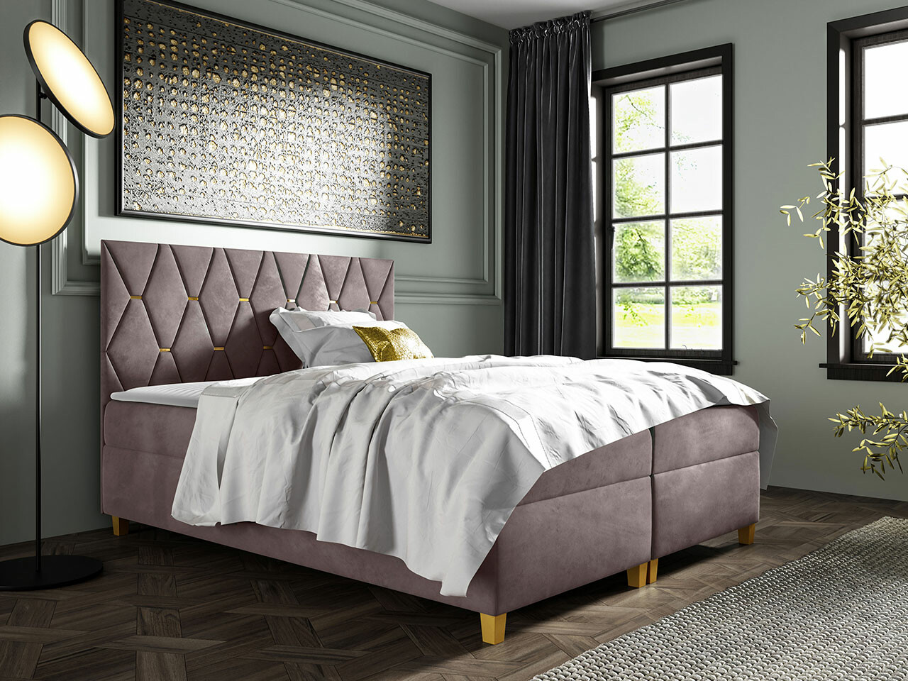 Boxspring postelja Baltimore 176 (Fresh 9)