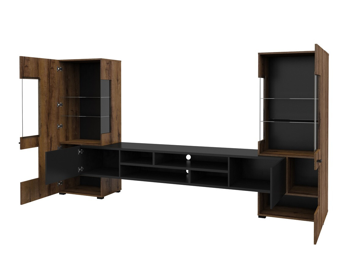 Komplet za dnevno sobo Mondalo 101 (Monastery hrast + Mat črna)