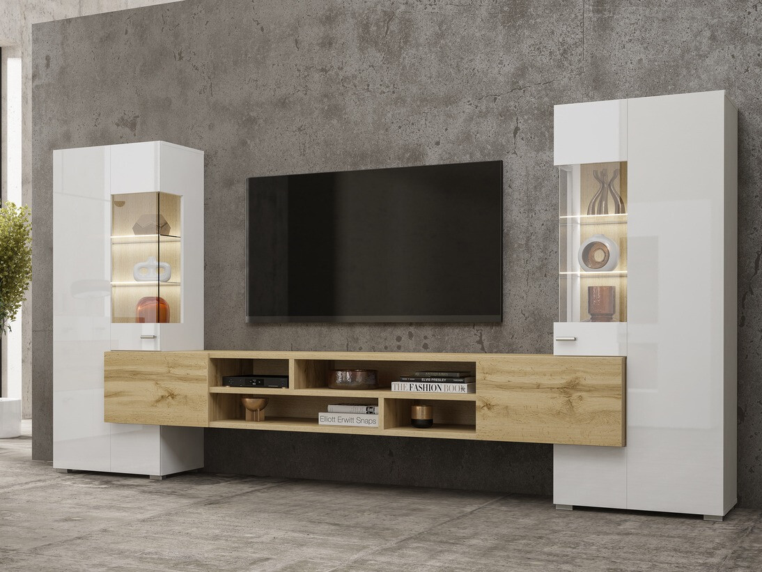 Komplet za dnevno sobo Mondalo 101 (Wotan hrast + Sijaj bela)