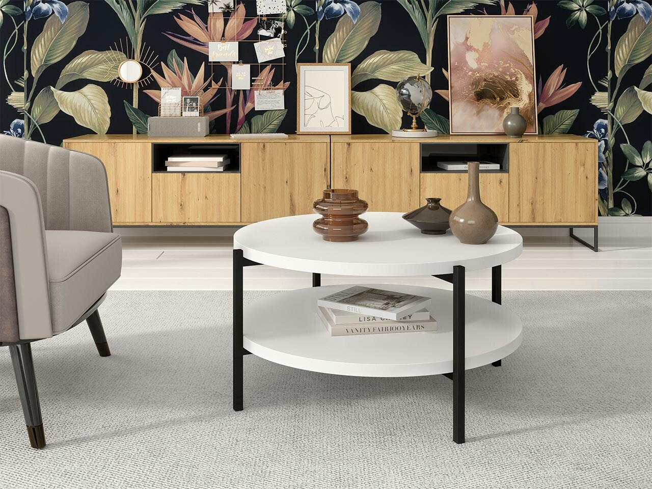 Klubska mizica Providence 177 (Bela + Črna)