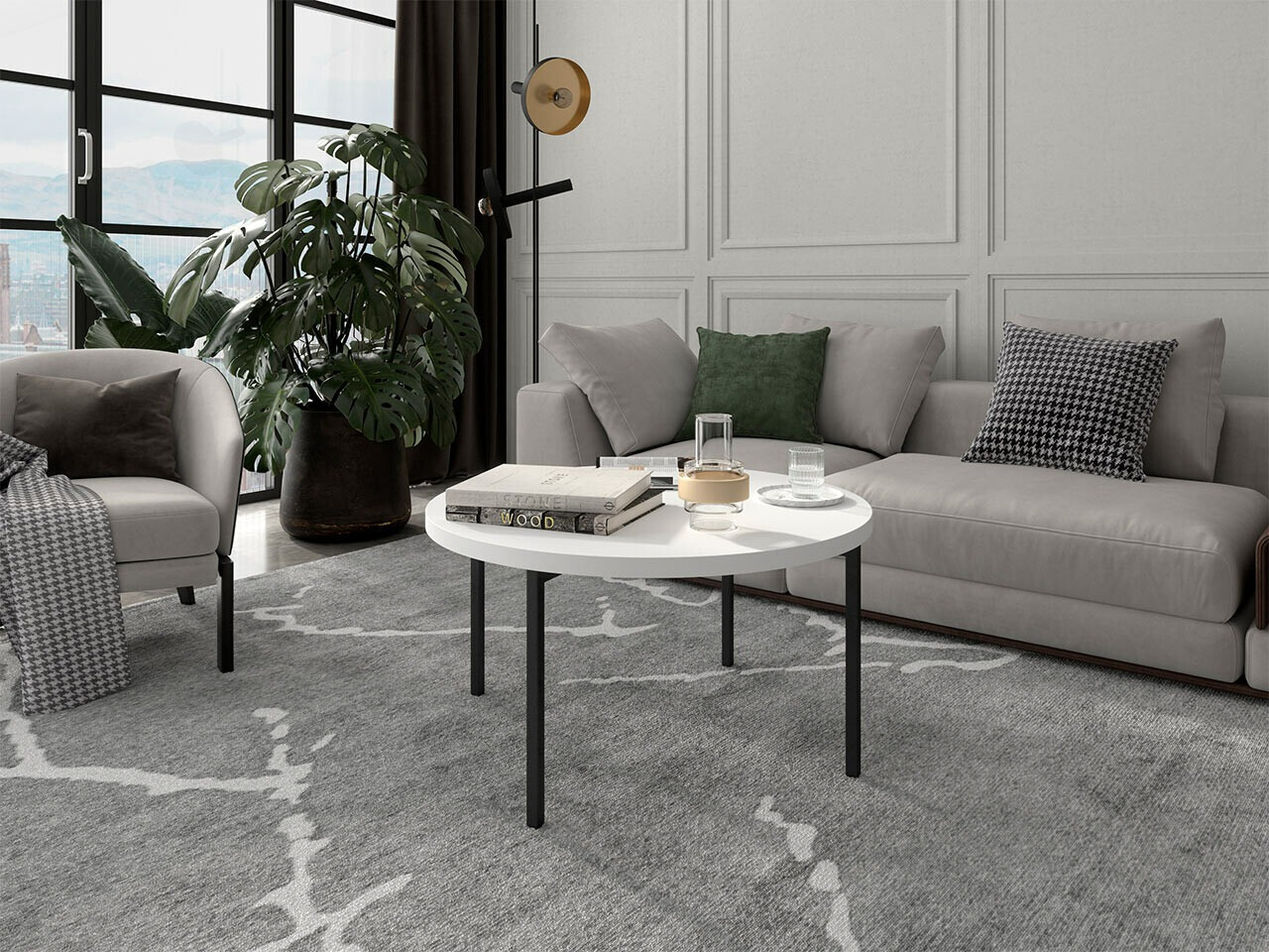 Klubska mizica Providence 178 (Bela + Črna)