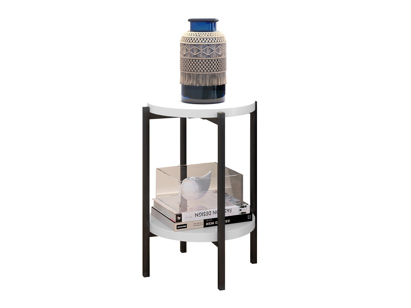 Stranska mizica Providence 179 (Sijaj bela + Črna)