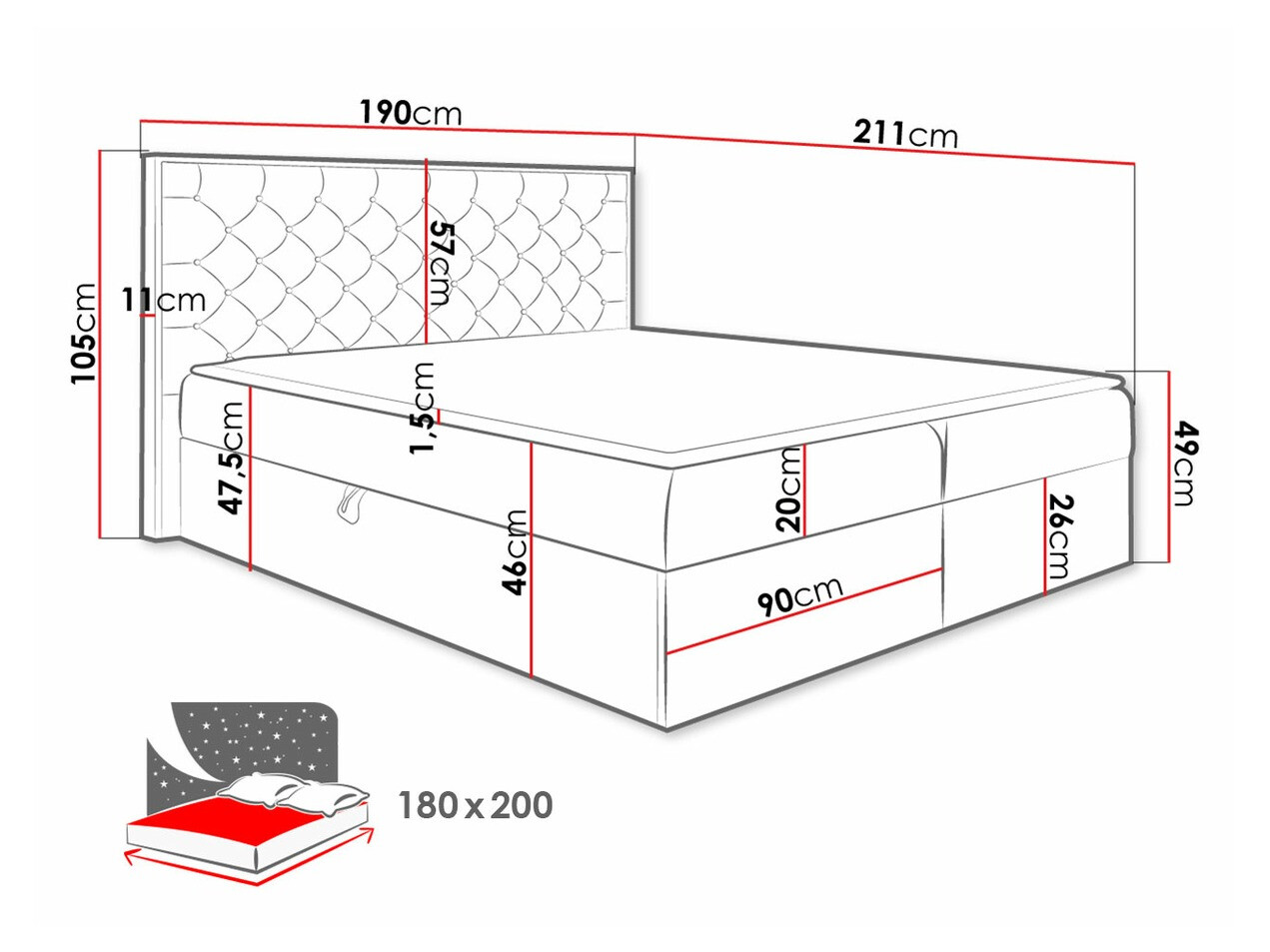 Boxspring postelja Baltimore 182 (Wotan hrast + Faro 4)