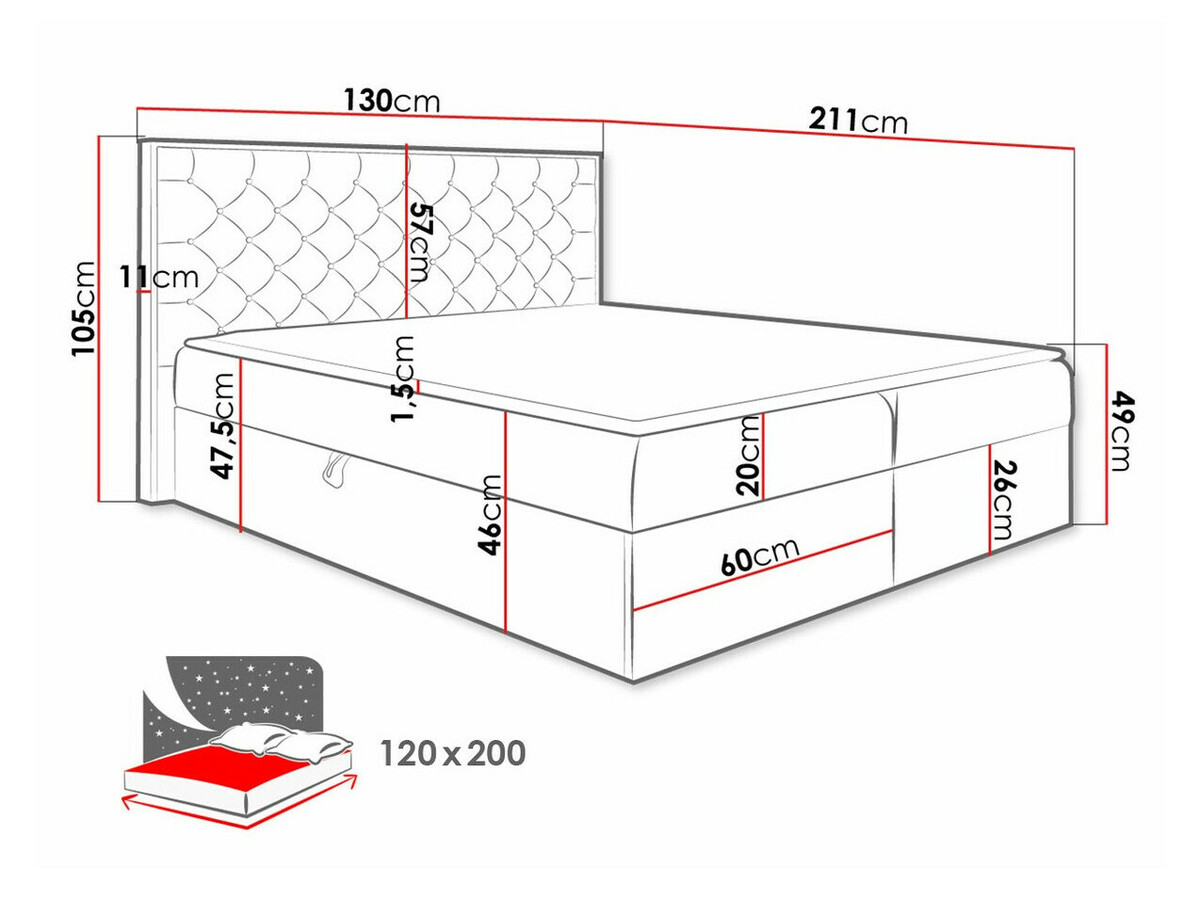 Boxspring postelja Navis I (Wotan hrast + Faro 20)