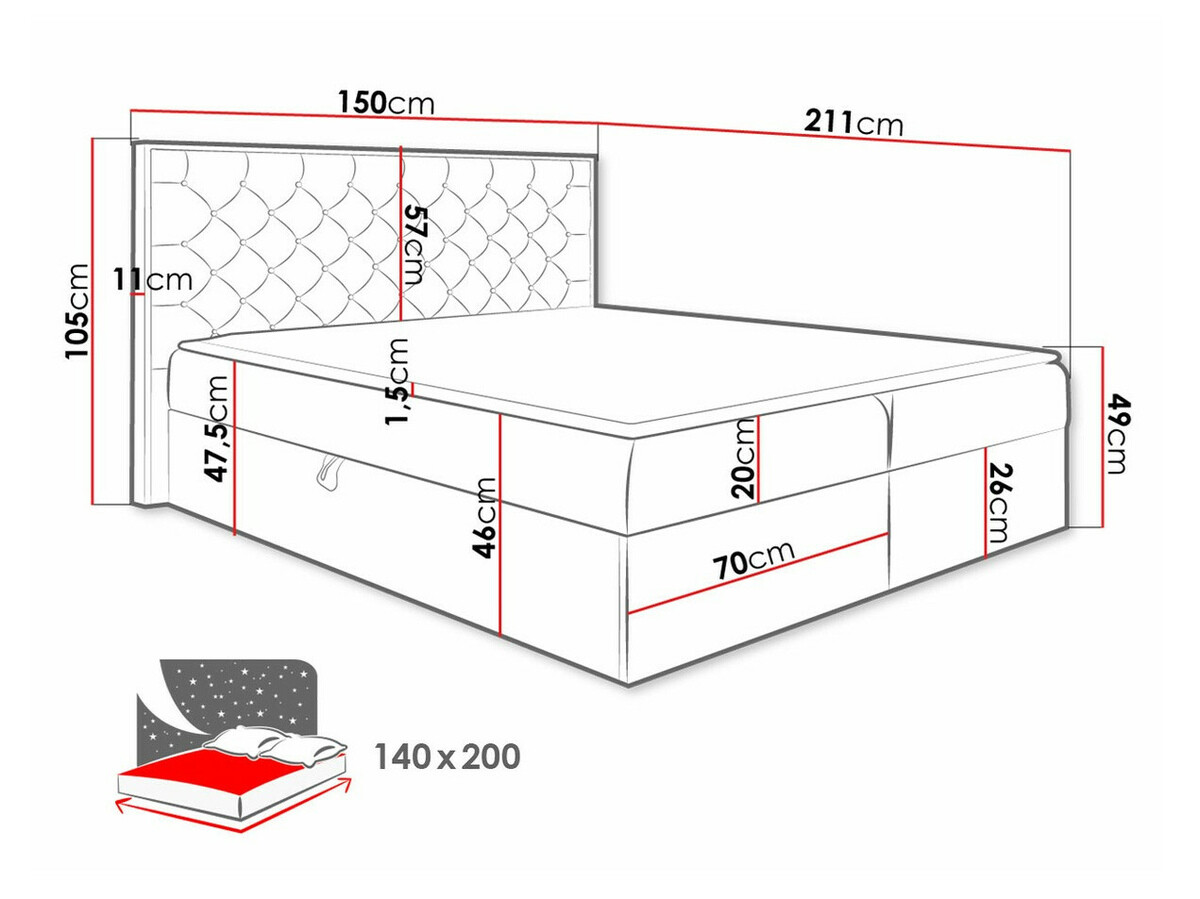 Boxspring postelja Navis I (Wotan hrast + Faro 20)