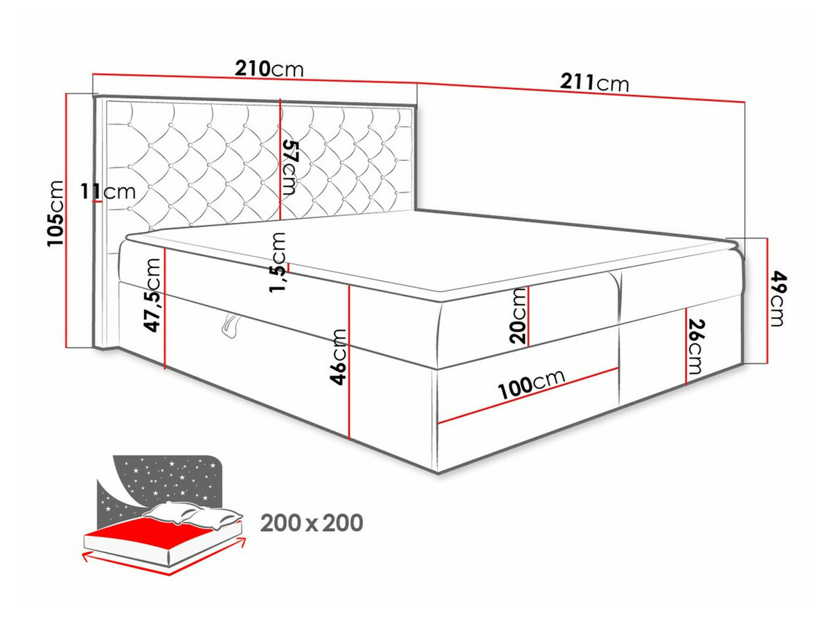 Boxspring postelja Navis I (Wotan hrast + Faro 20)