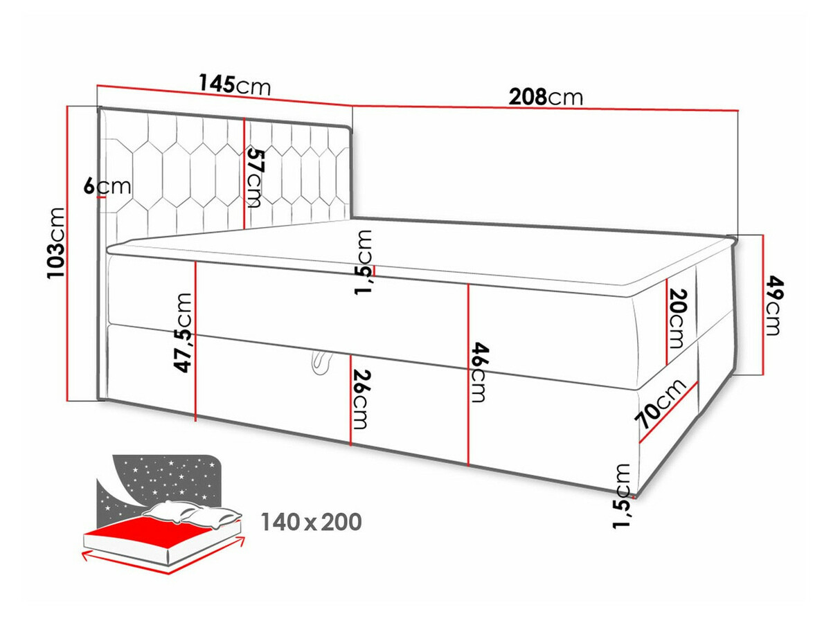 Boxspring postelja Pons III (Fresh 33)