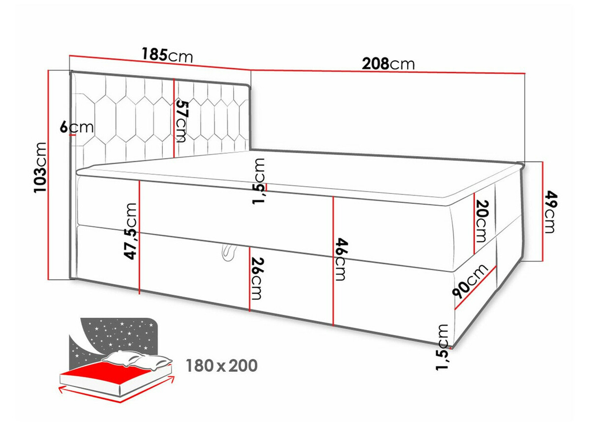 Boxspring postelja Pons III (Fresh 9)