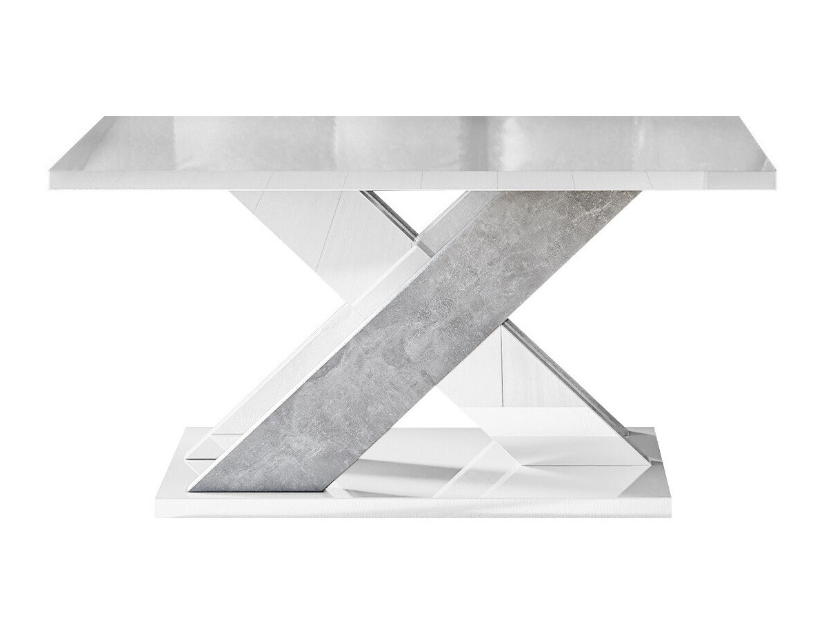 Klubska mizica Goodyear 116 (Sijaj bela + Beton)