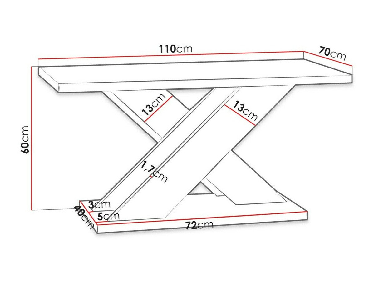 Klubska mizica Goodyear 116 (Sijaj bela + Beton)