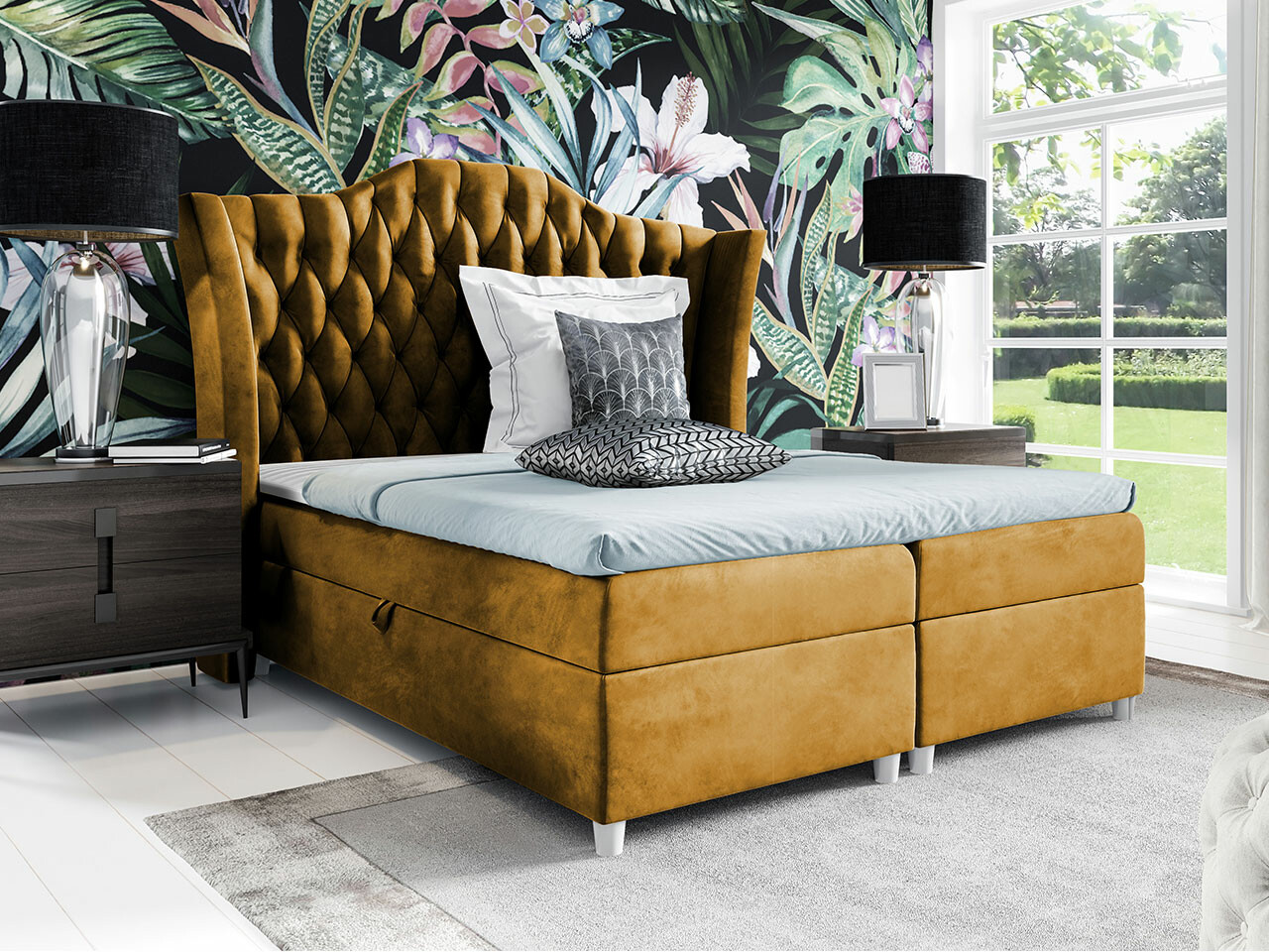 Boxspring postelja Baltimore 183 (Fresh 37)