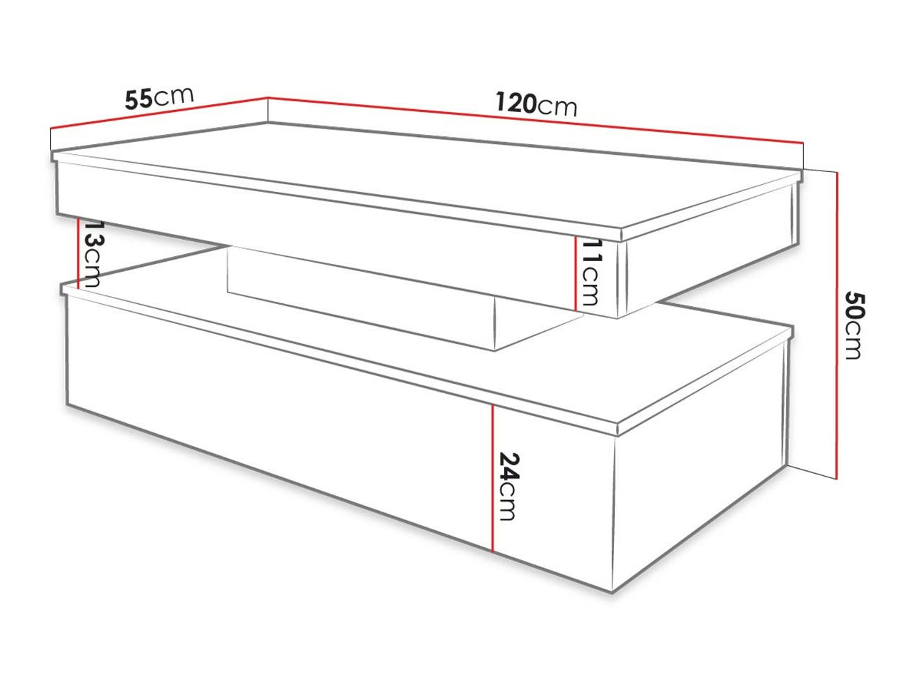 Klubska mizica Monfero 100 (Bela + Sijaj bela)