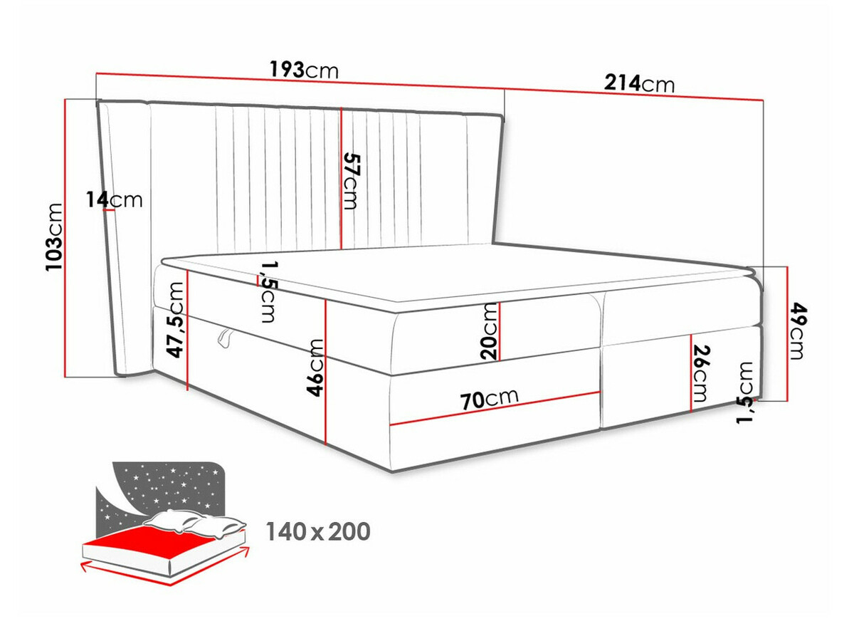Boxspring postelja Baltimore 184 (Magic Velvet 2217)
