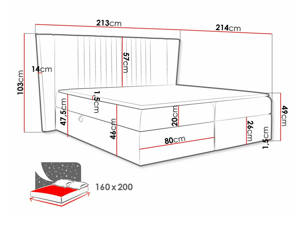 Boxspring postelja Baltimore 184 (Magic Velvet 2225)